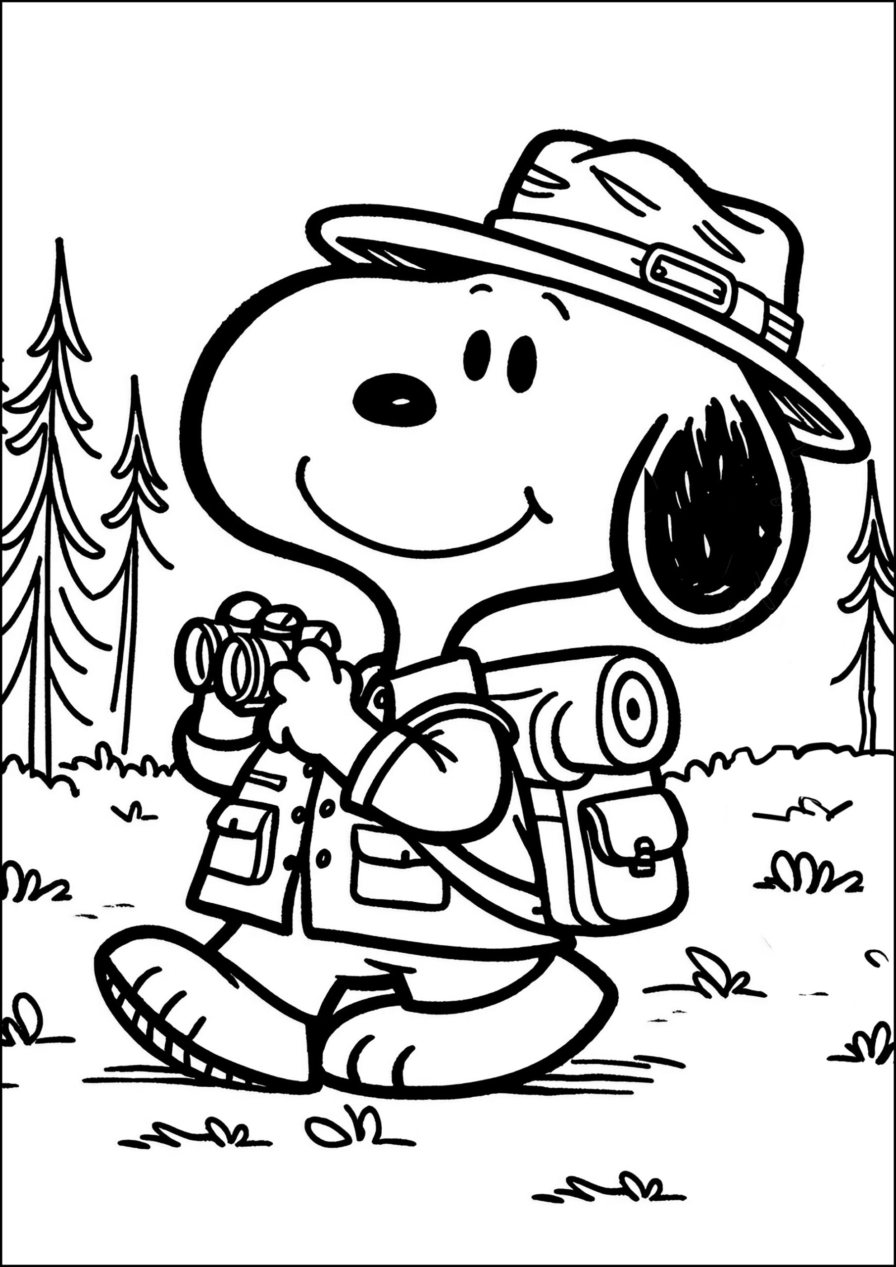 Snoopy On A Hike Snoopy Coloring Pages