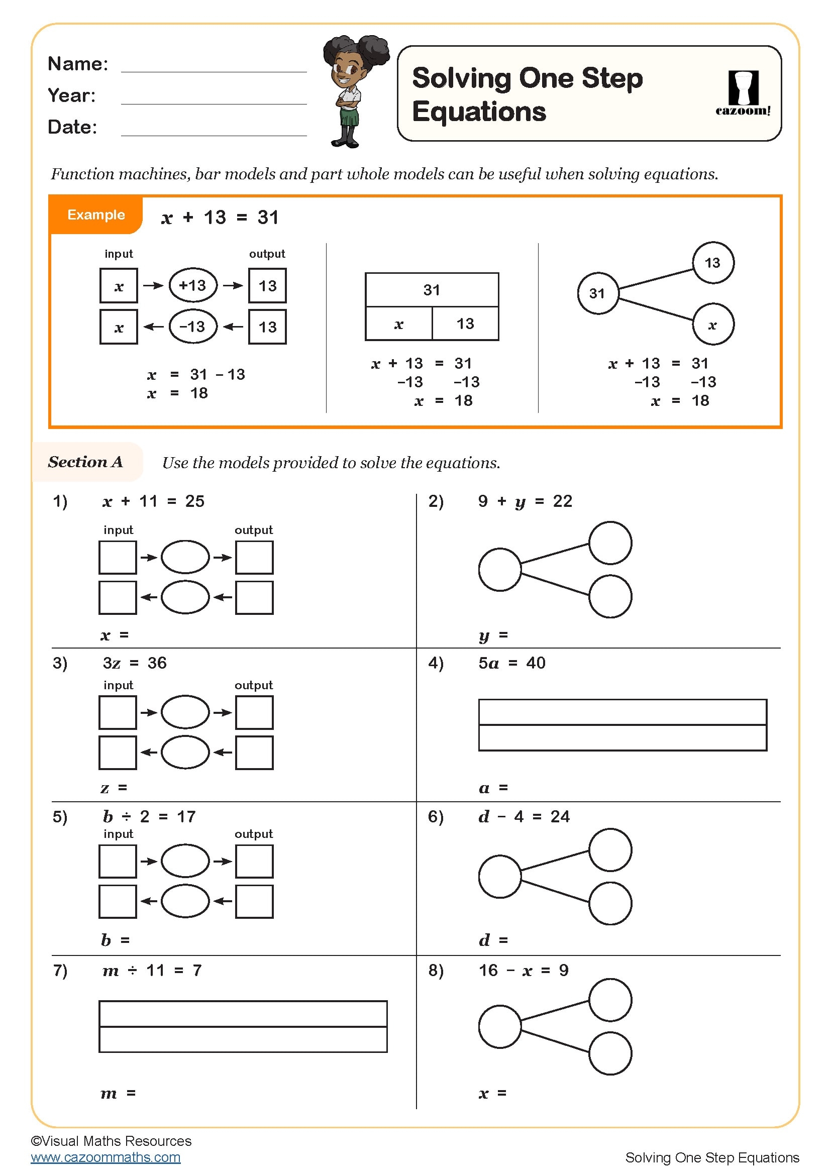 one step equations worksheet one step equations worksheet