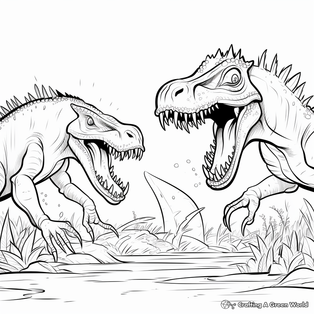 Spinosaurus Versus T Rex Coloring Page Infoupdate