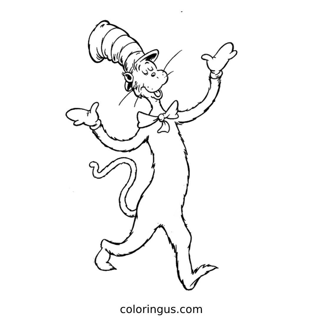 cat in the hat coloring page