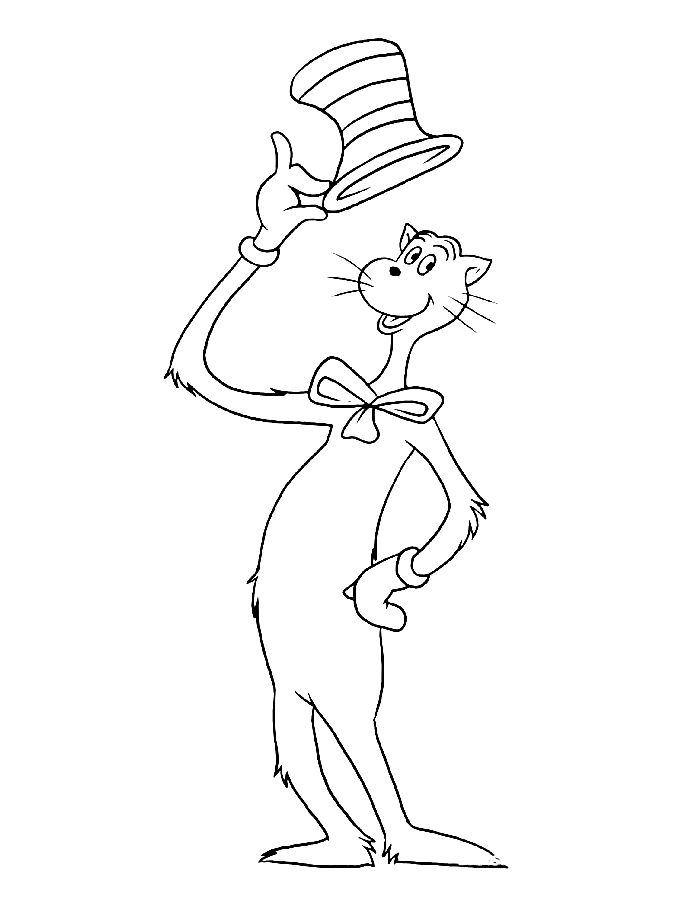 The Cat In The Hat Coloring Pages Free Printable PDF 