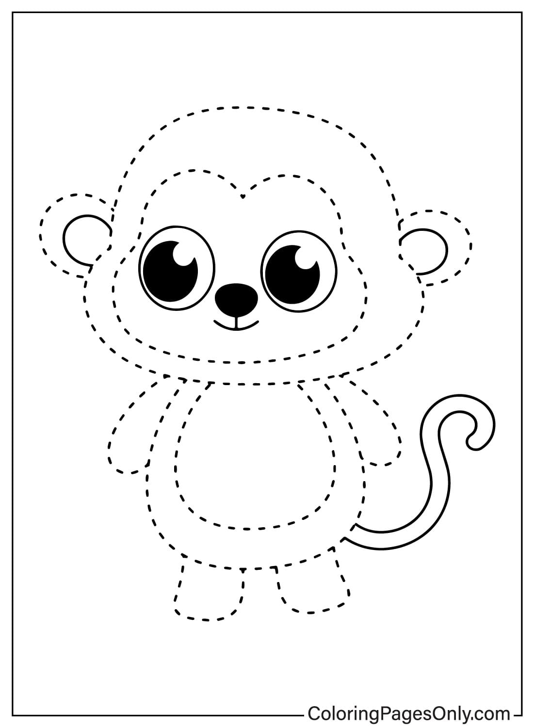 Tracing Monkey Coloring Page Free Printable Coloring Pages