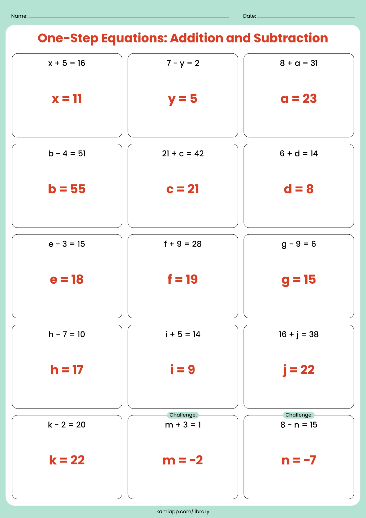 one step equations worksheet pdf