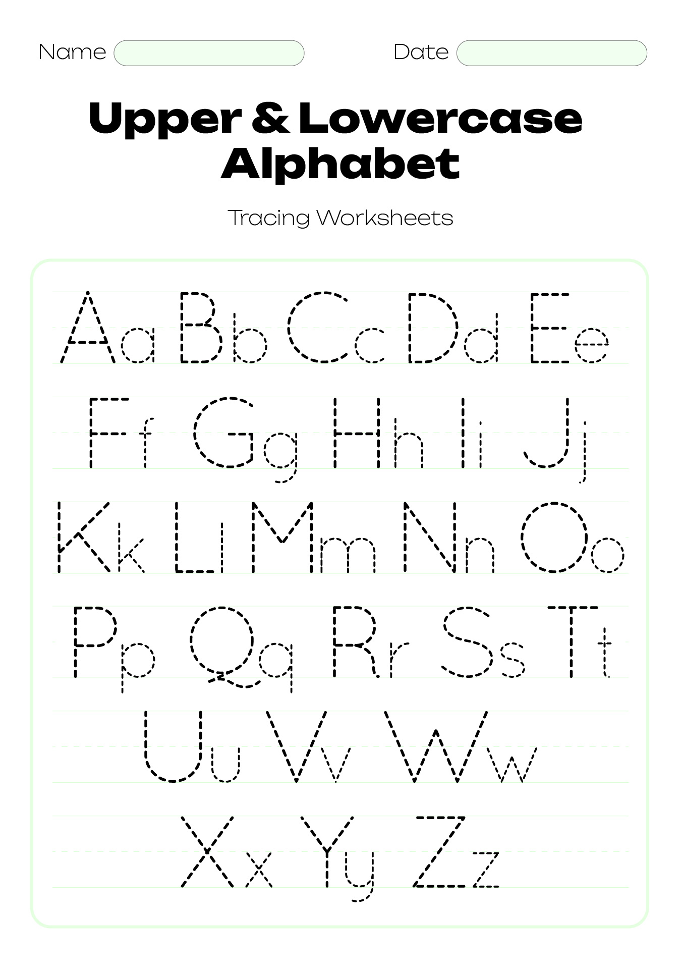 free traceable alphabet worksheets