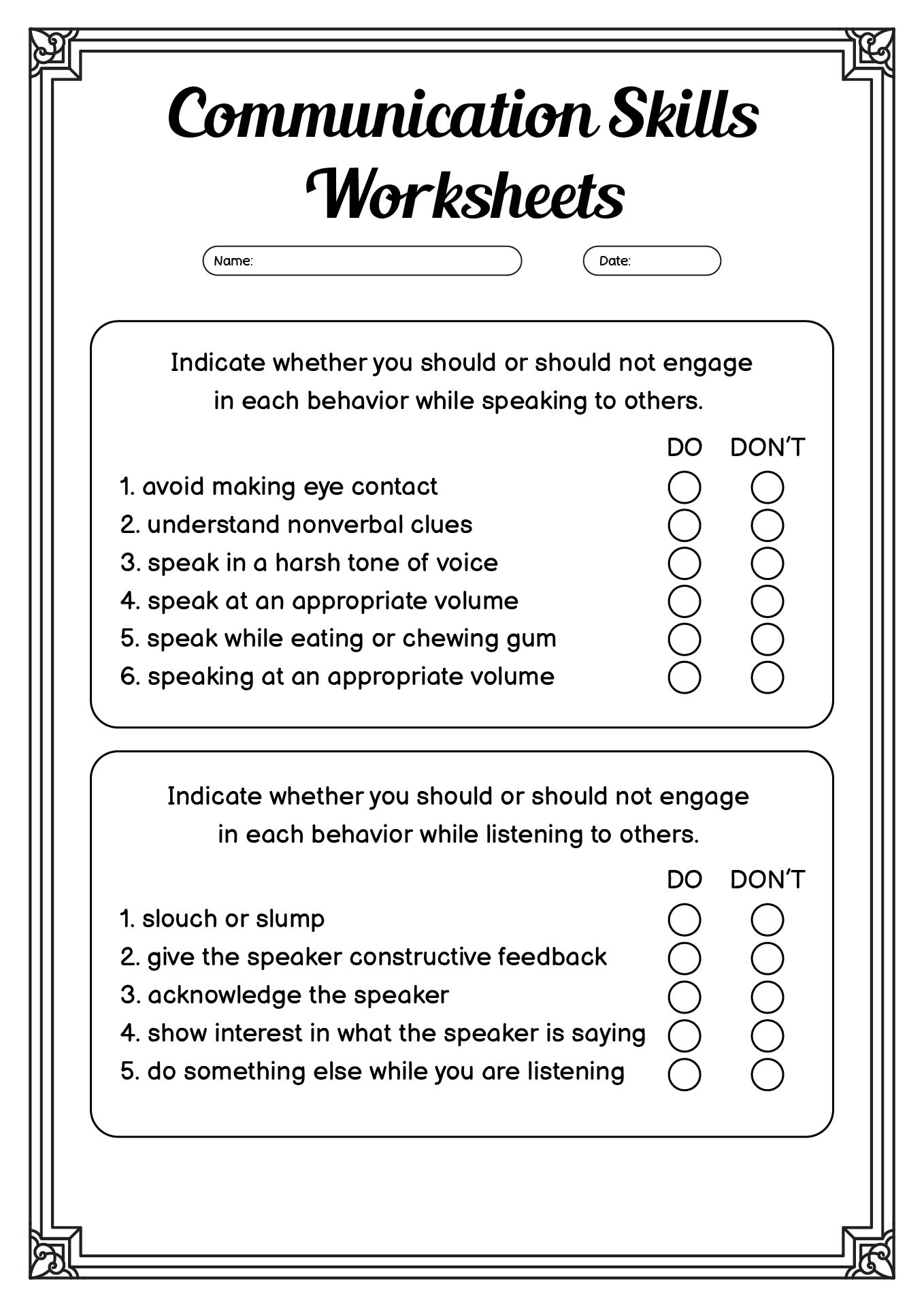 12 Effective Communication Skills Worksheets Printable Free PDF At 