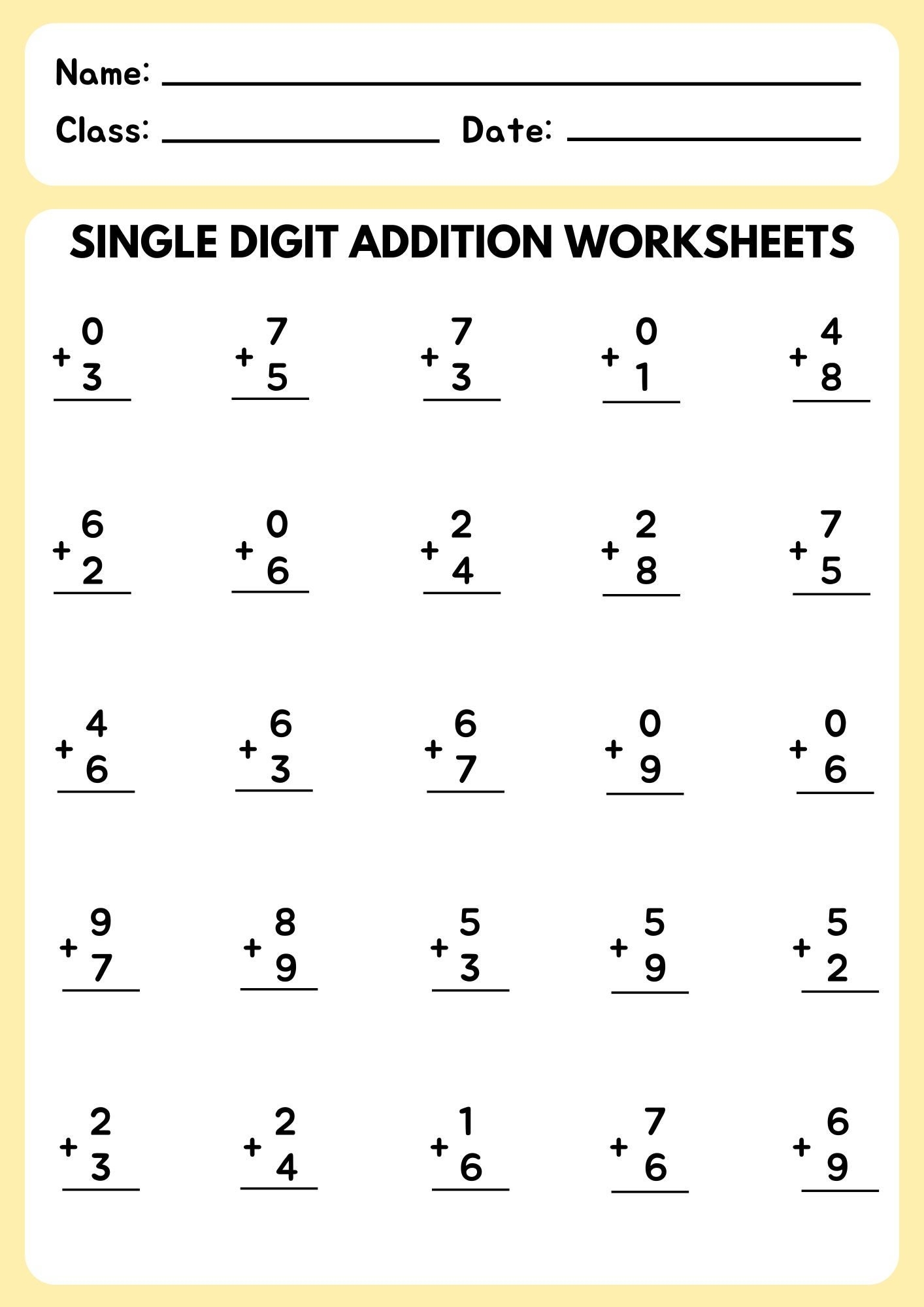 12 Printable Addition Worksheets Single Digit Preschool 1st Grade 12 Printable Addition Worksheets Single Digit Preschool 1st Grade