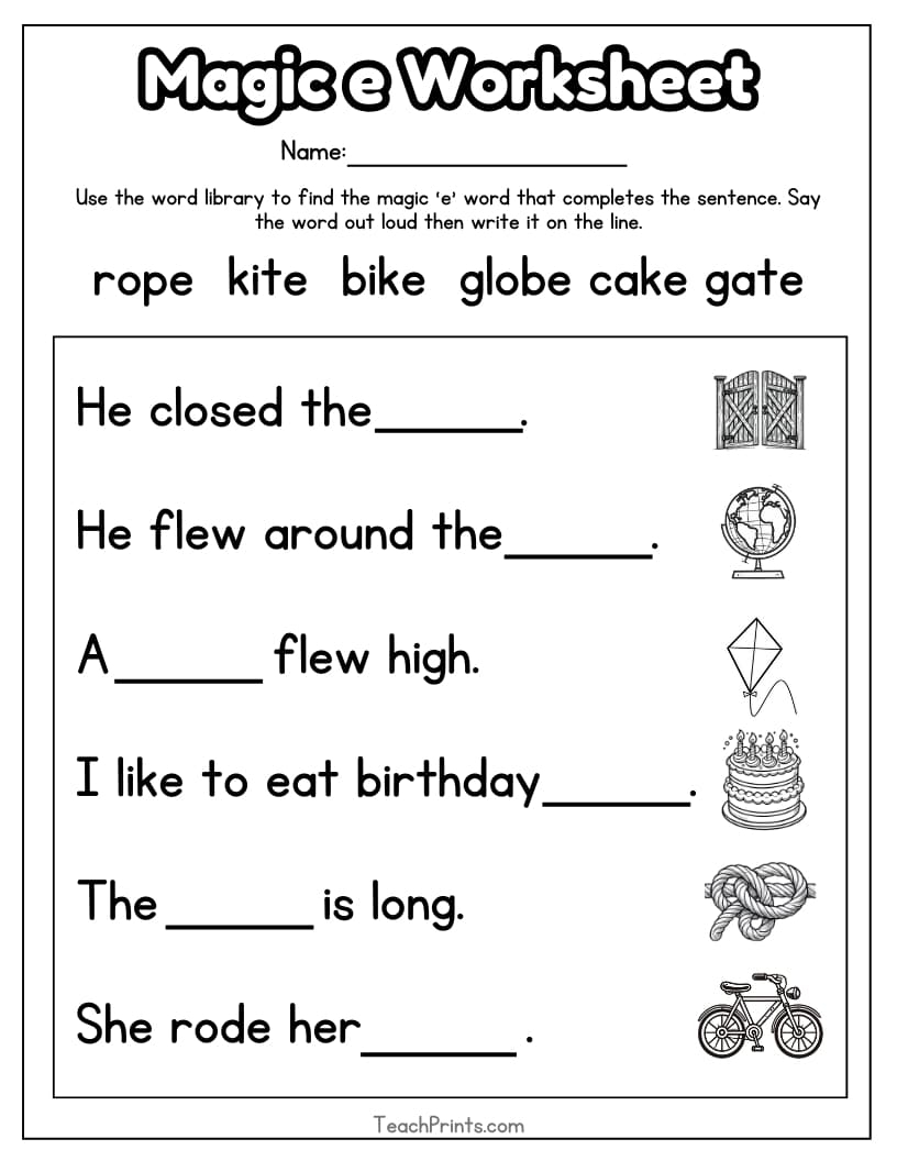 magic e worksheets