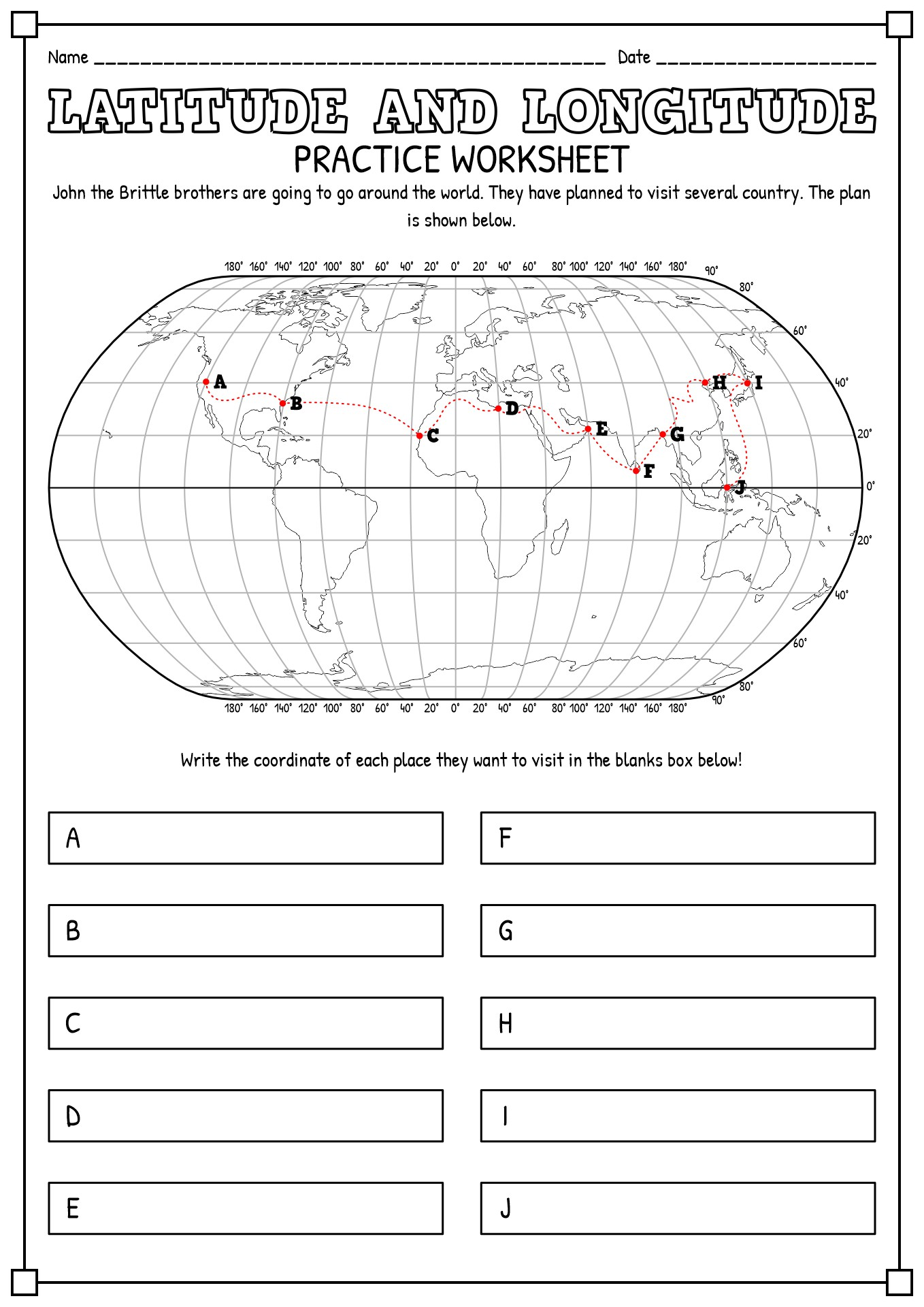 14 Label Latitude Longitude Lines Worksheet Free PDF At 
