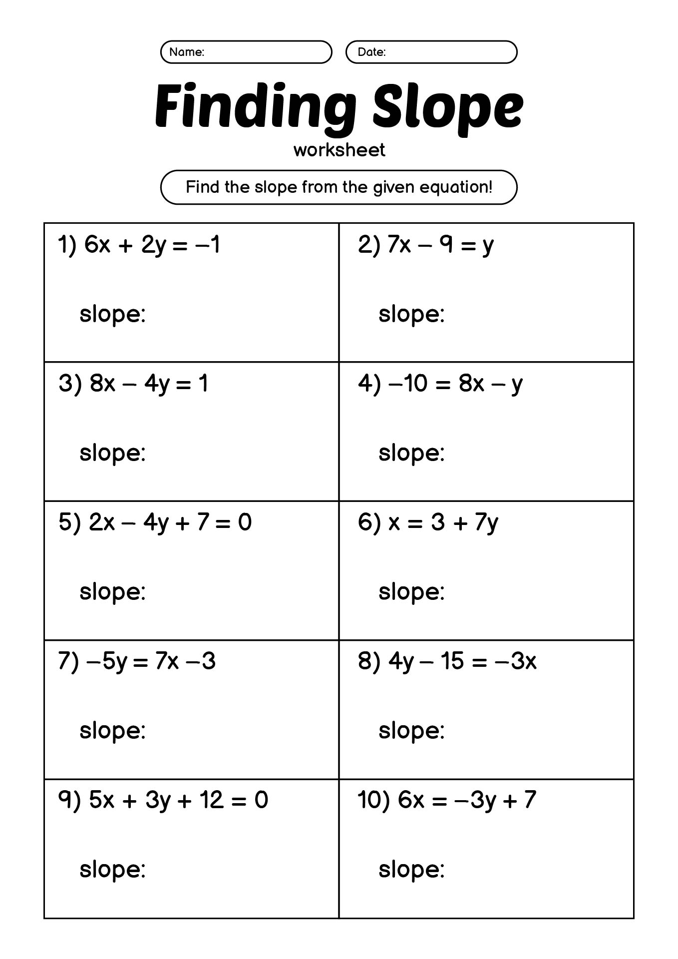 14 Printable Slope Worksheets Free PDF At Worksheeto