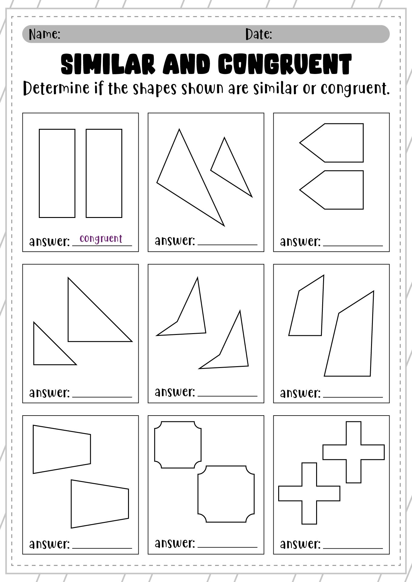 similar figures worksheet similar figures worksheet