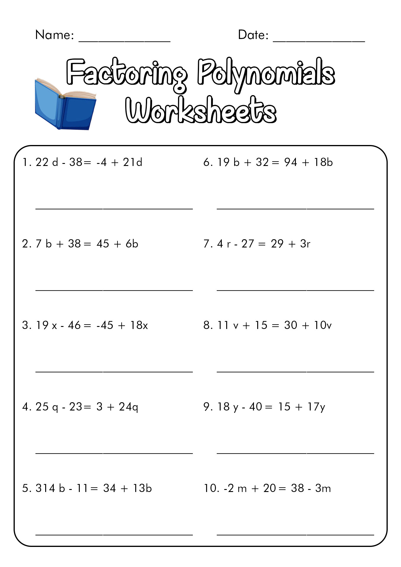 factorization of polynomials worksheet factorization of polynomials worksheet