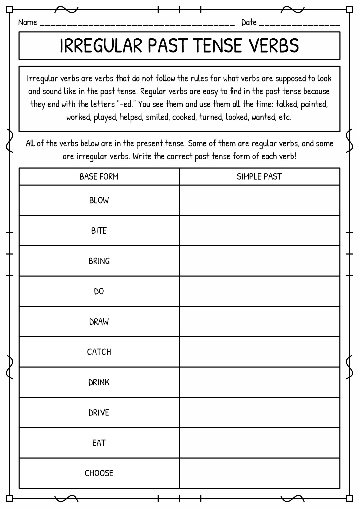 16 Irregular Past Tense Worksheet Free PDF At Worksheeto