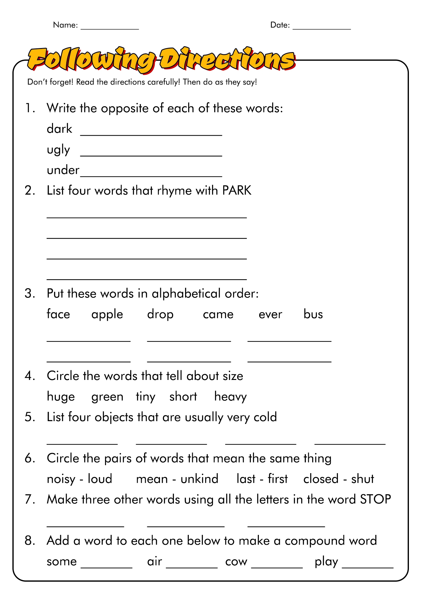 17 Following Directions First Grade Worksheets Free PDF At Worksheeto 17 Following Directions First Grade Worksheets Free PDF At Worksheeto