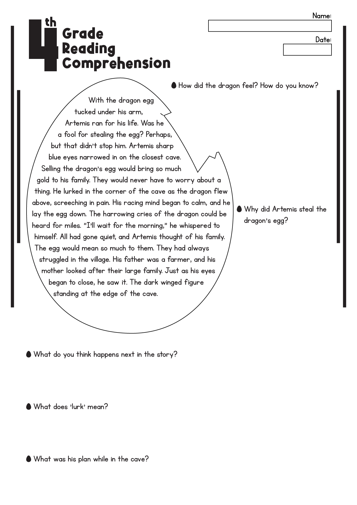 4th grade reading worksheets