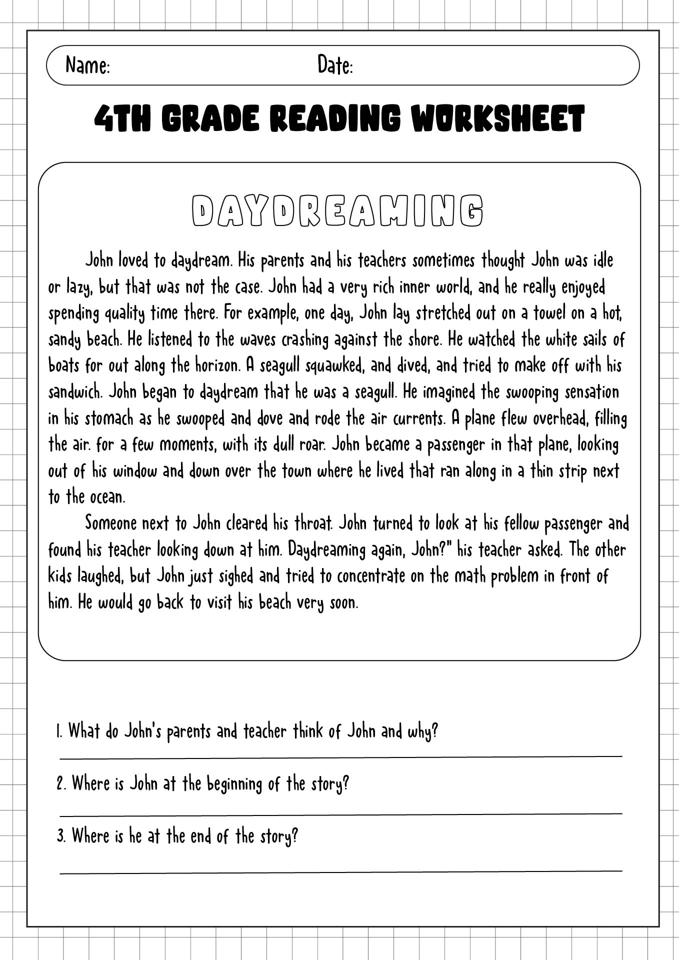 17 Fourth Grade Reading Comprehension Worksheets Free PDF At