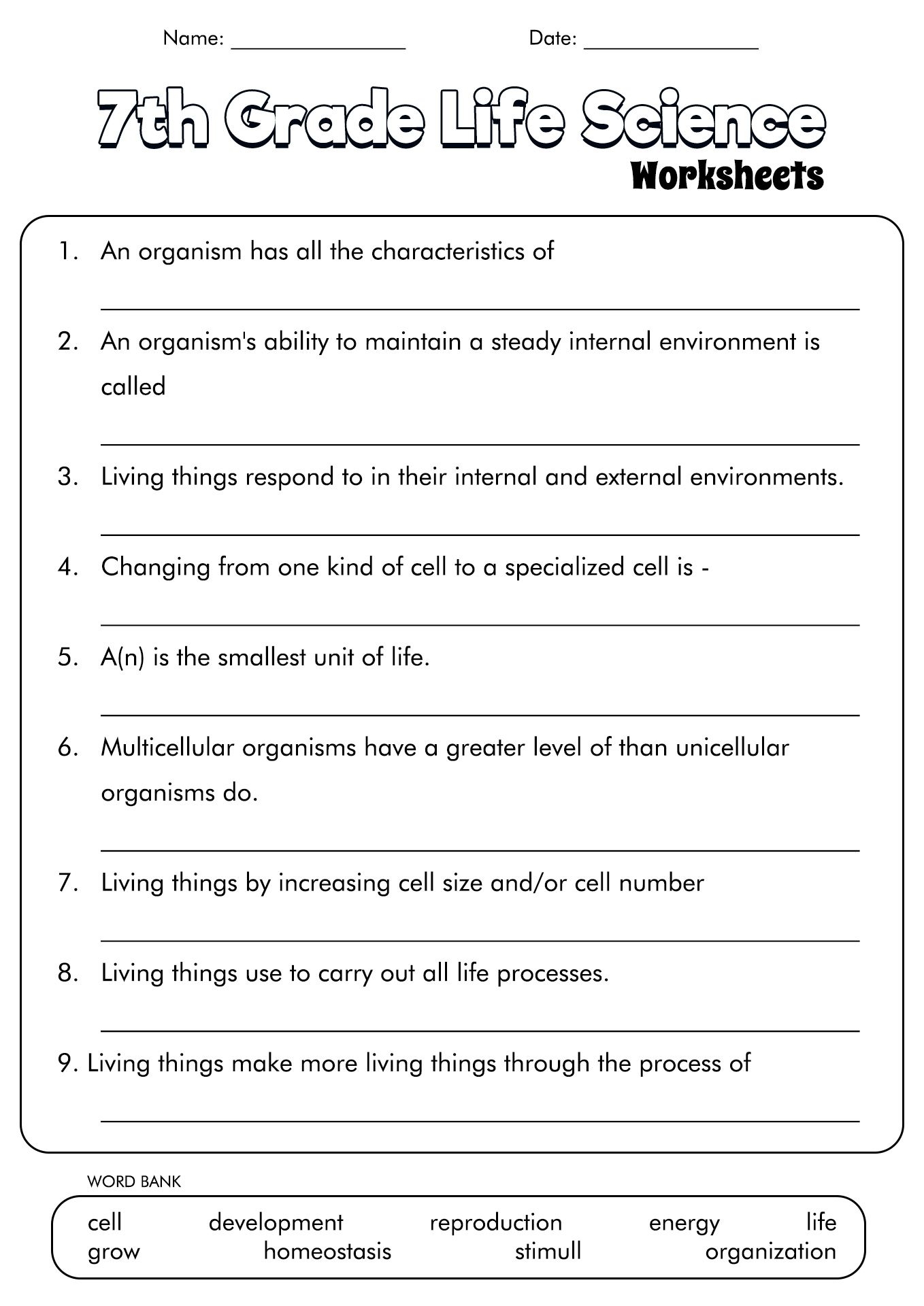 18 7th Grade Science Cells Worksheets Artofit