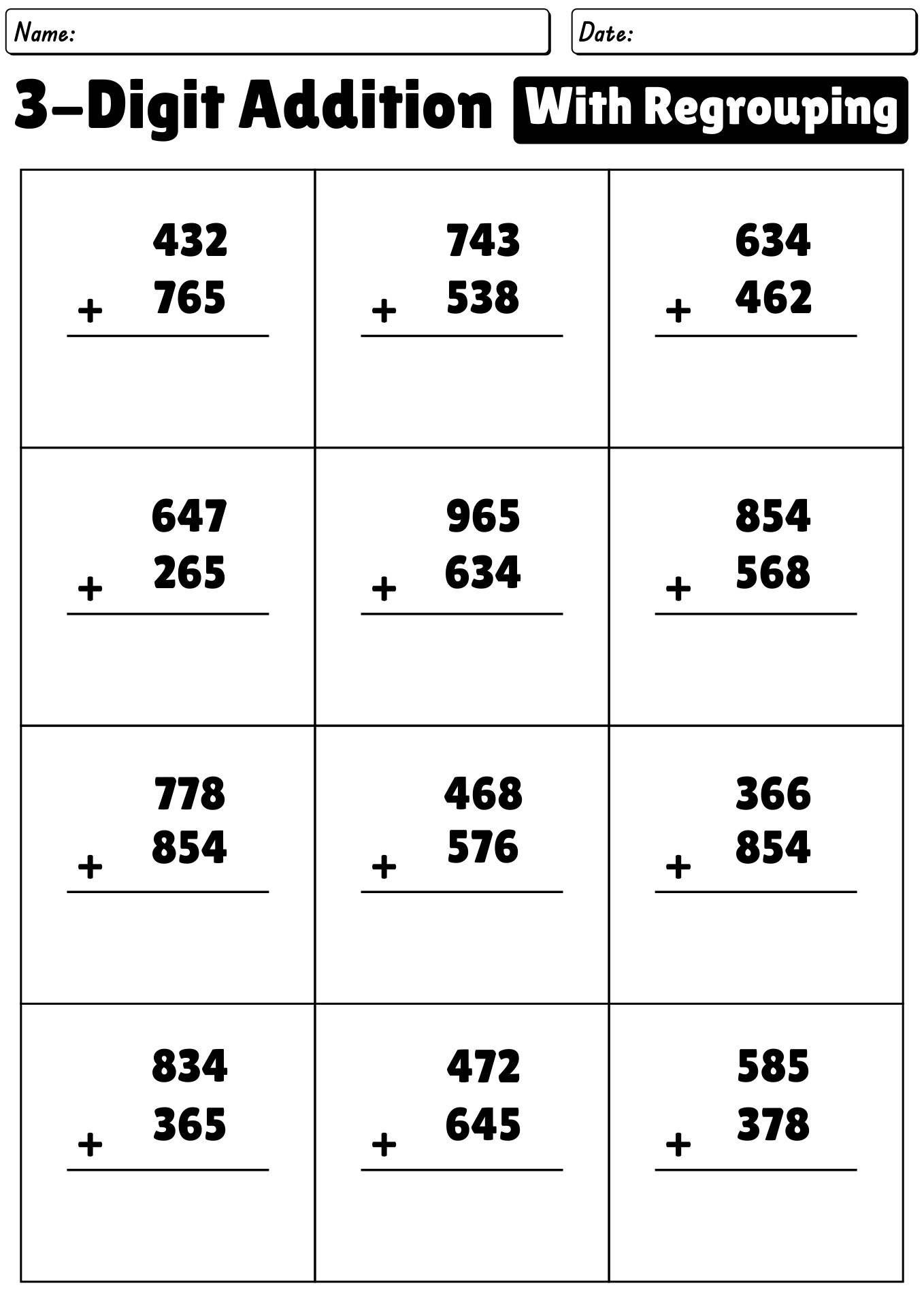 18 Three Digit Addition Worksheets Free PDF At Worksheeto