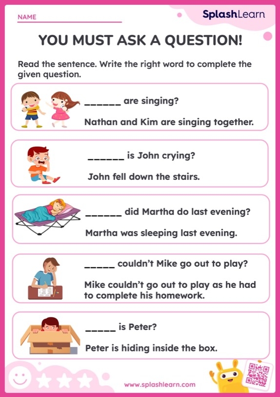 1st Grade ELA Ask And Answer Questions Worksheets Free Printable