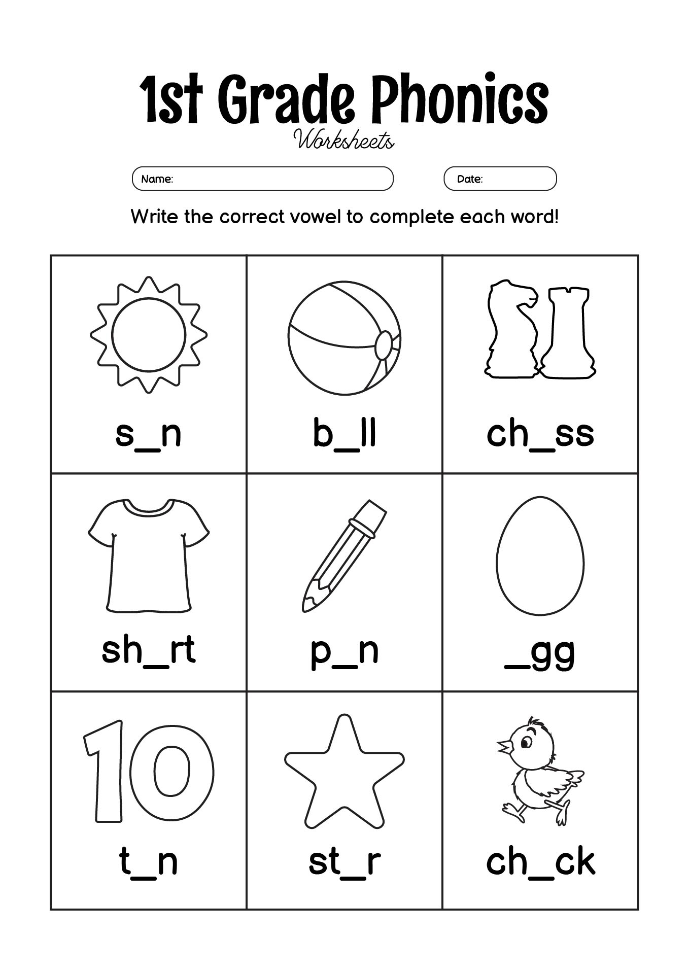 1st Grade Phonics Review Worksheets 1st Grade Phonics Review Worksheets