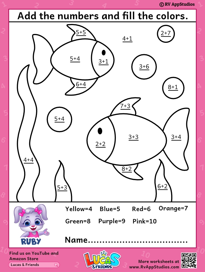 color number math worksheets color number math worksheets
