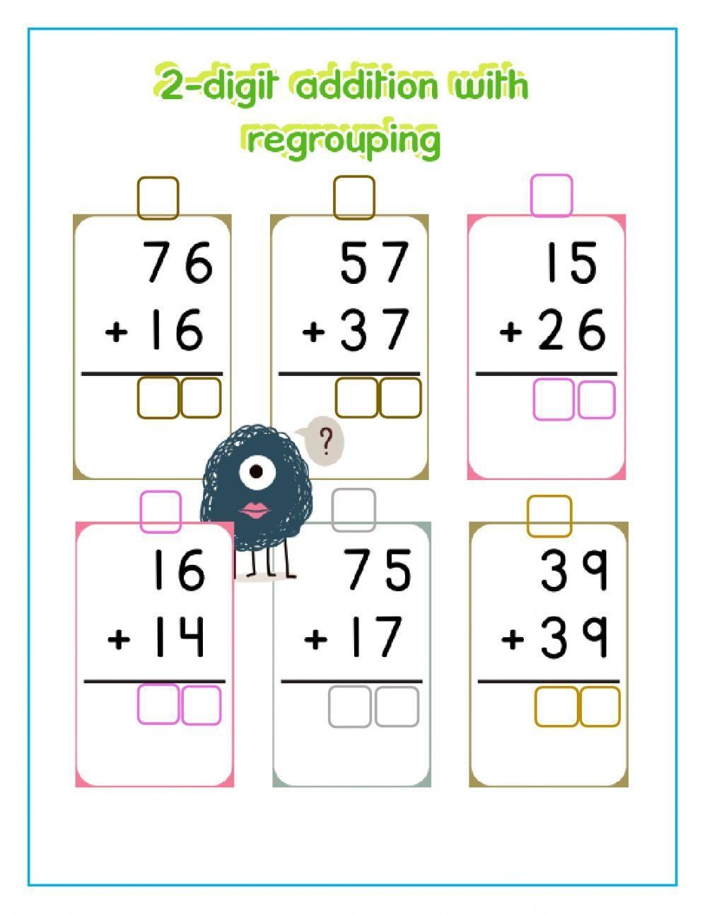 2 digit Addition With Regrouping Worksheet Worksheets Library