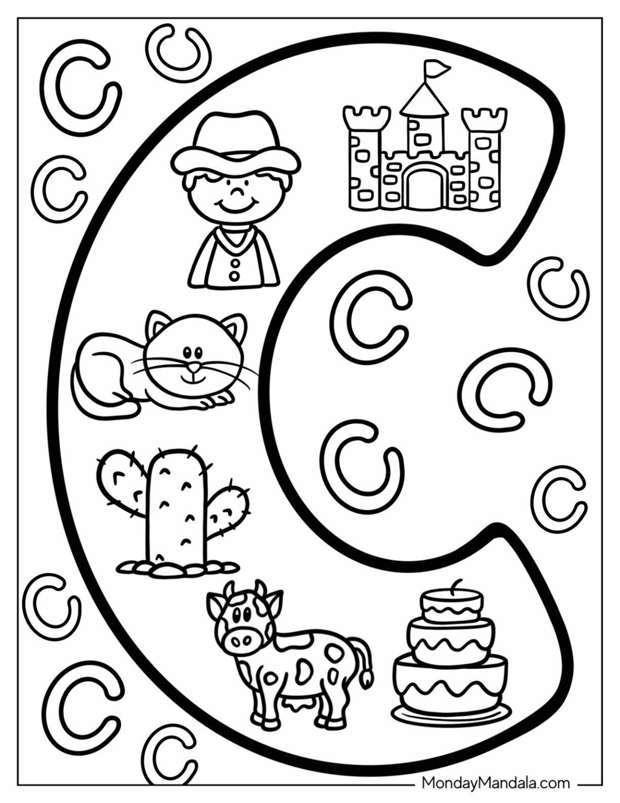 letter c coloring worksheets