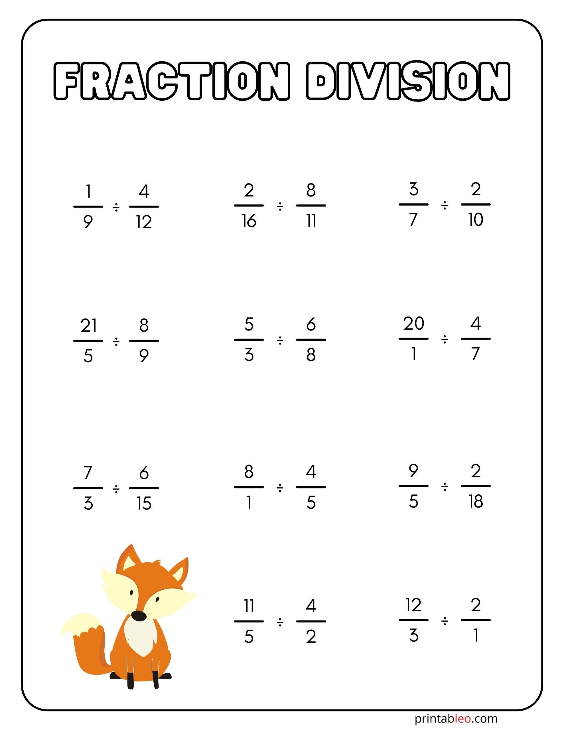 25 Fraction Division Worksheet Printableo Com 25 Fraction Division Worksheet Printableo Com