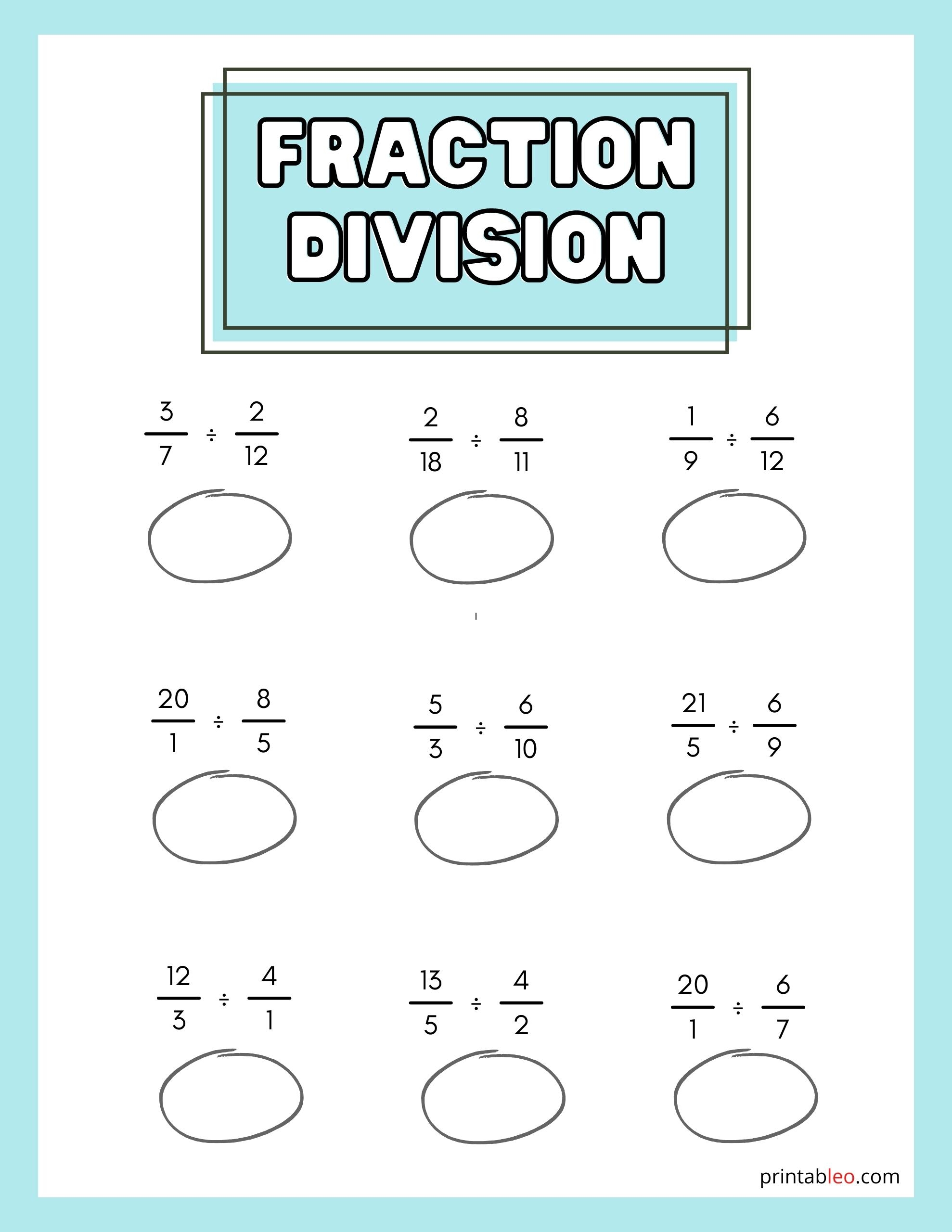 25 Fraction Division Worksheet Printableo Com