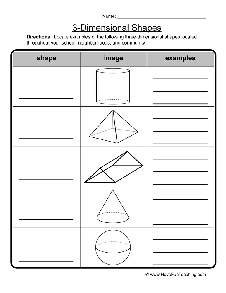 3 Dimensional Shapes Worksheet Have Fun Teaching 3 Dimensional Shapes Worksheet Have Fun Teaching