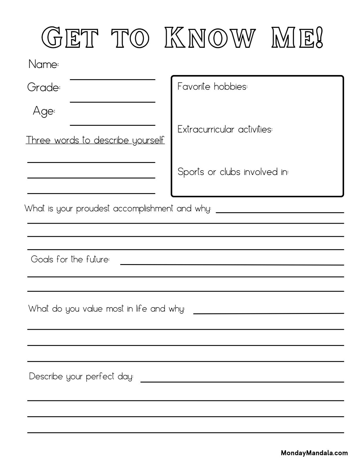 get to know me worksheet get to know me worksheet