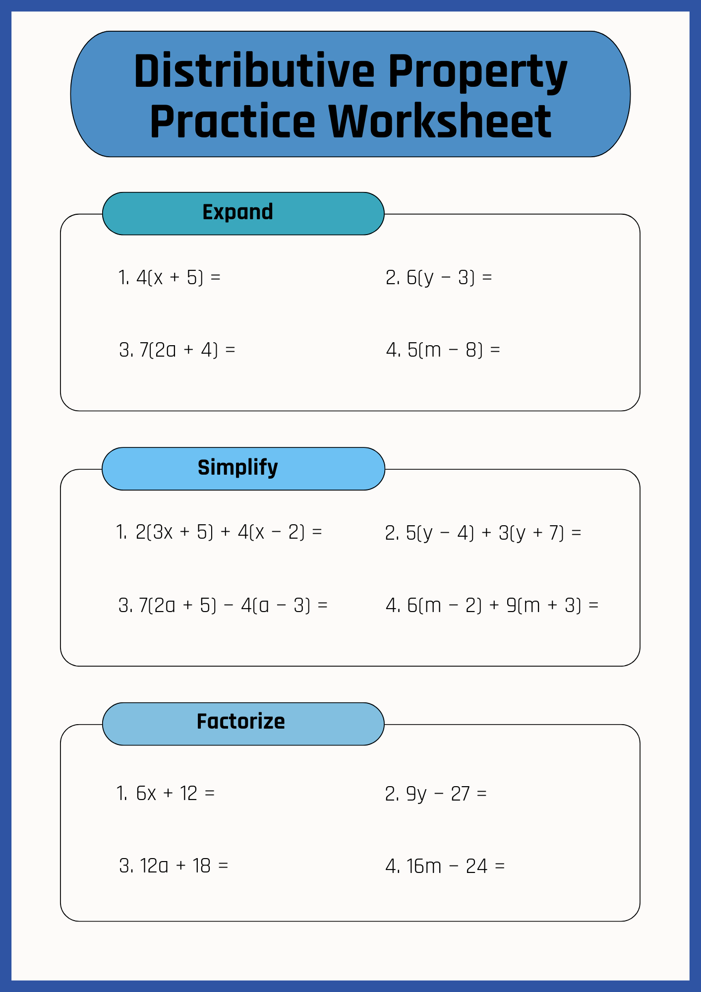 30 Distributive Property Worksheet Samples To Download 30 Distributive Property Worksheet Samples To Download