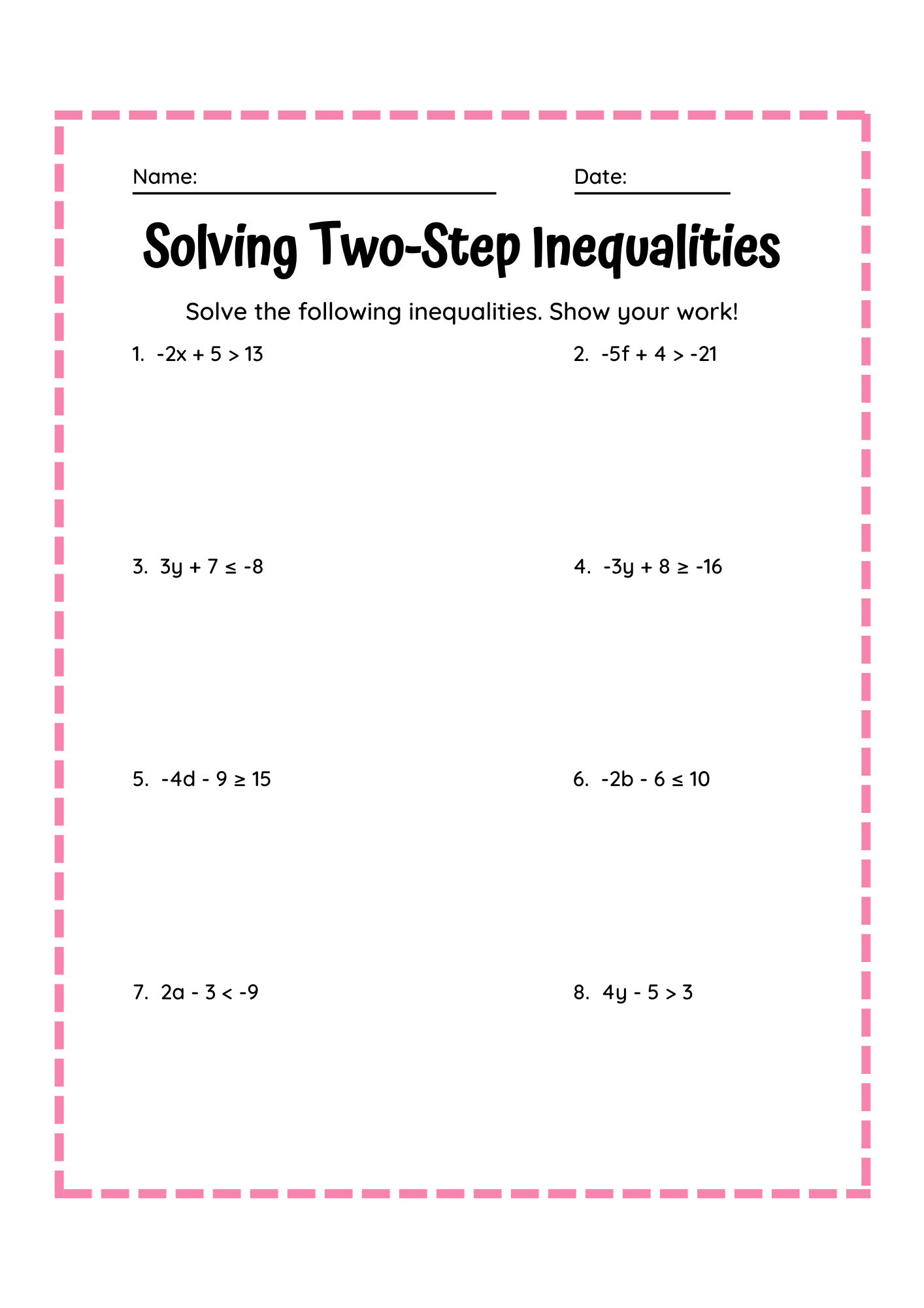 solving inequalities worksheet solving inequalities worksheet
