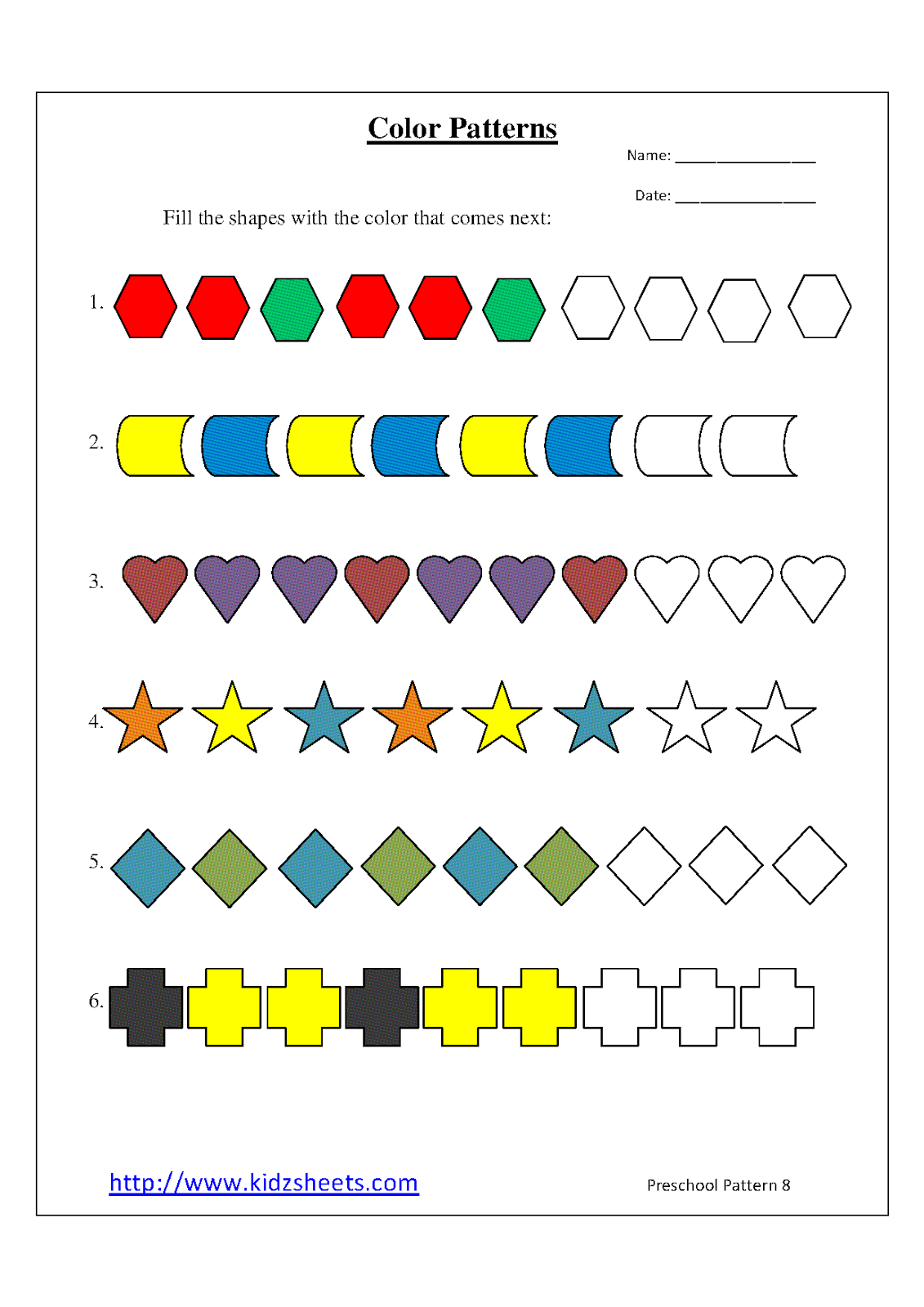 pattern worksheets for kindergarten