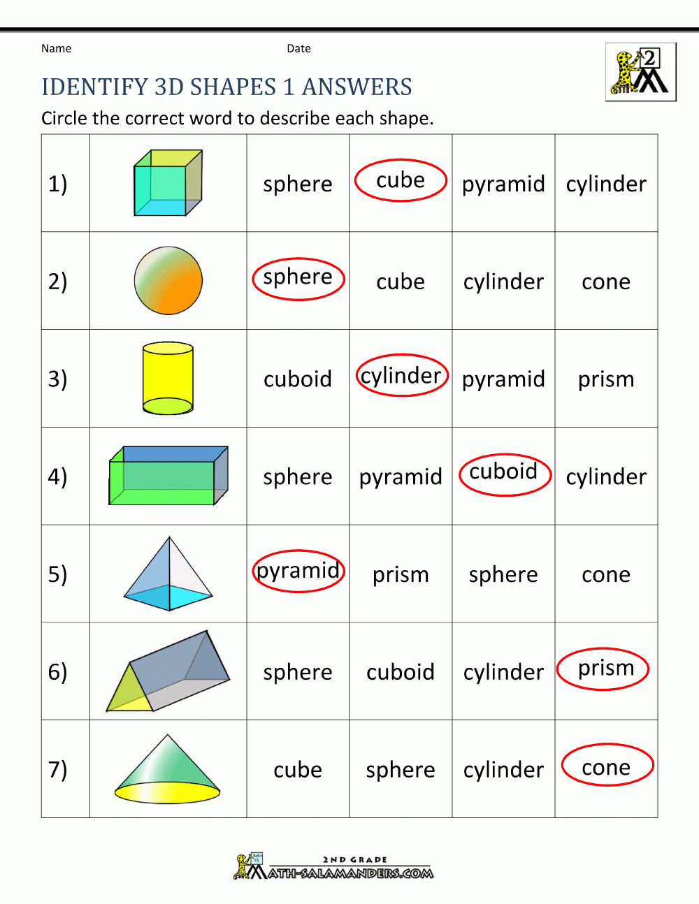 3d Shapes Worksheets 2nd Grade 3d Shapes Worksheets 2nd Grade