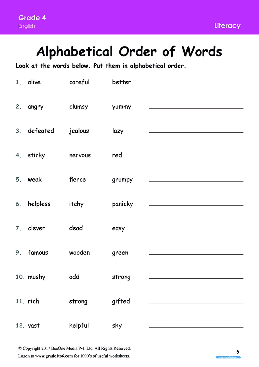 4 Grade English Worksheets 4 Grade English Worksheets