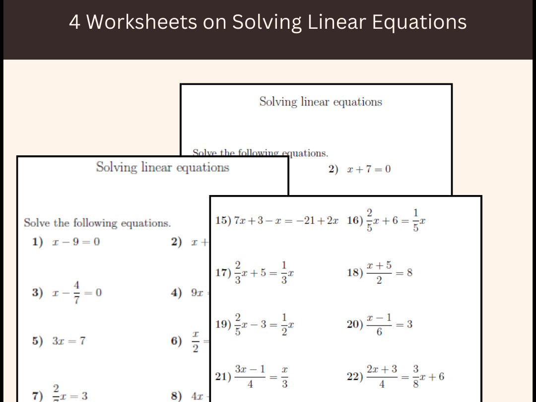 4 Worksheets On Solving Linear Equations Teaching Resources 4 Worksheets On Solving Linear Equations Teaching Resources