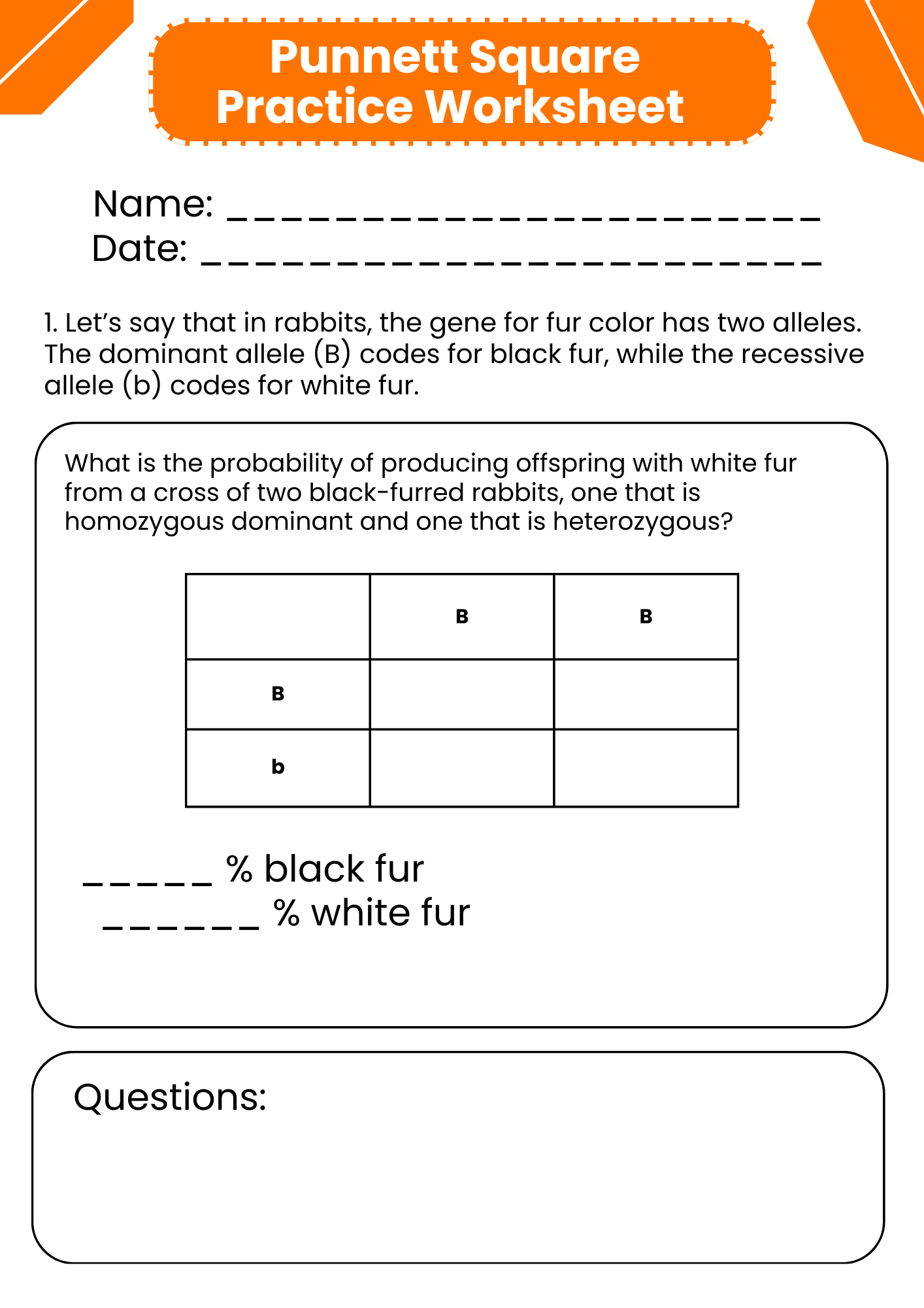 40 Free Printable Punnett Square Practice Worksheet To Download In PDF 40 Free Printable Punnett Square Practice Worksheet To Download In PDF