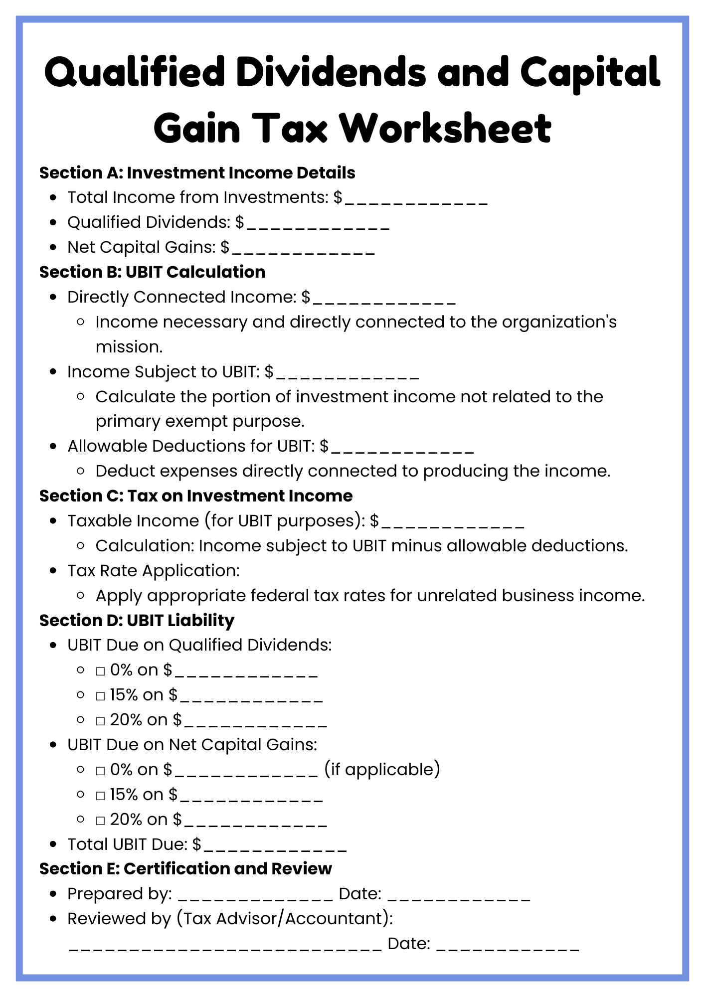 40 Free Printable Qualified Dividends And Capital Gain Tax Worksheet 40 Free Printable Qualified Dividends And Capital Gain Tax Worksheet