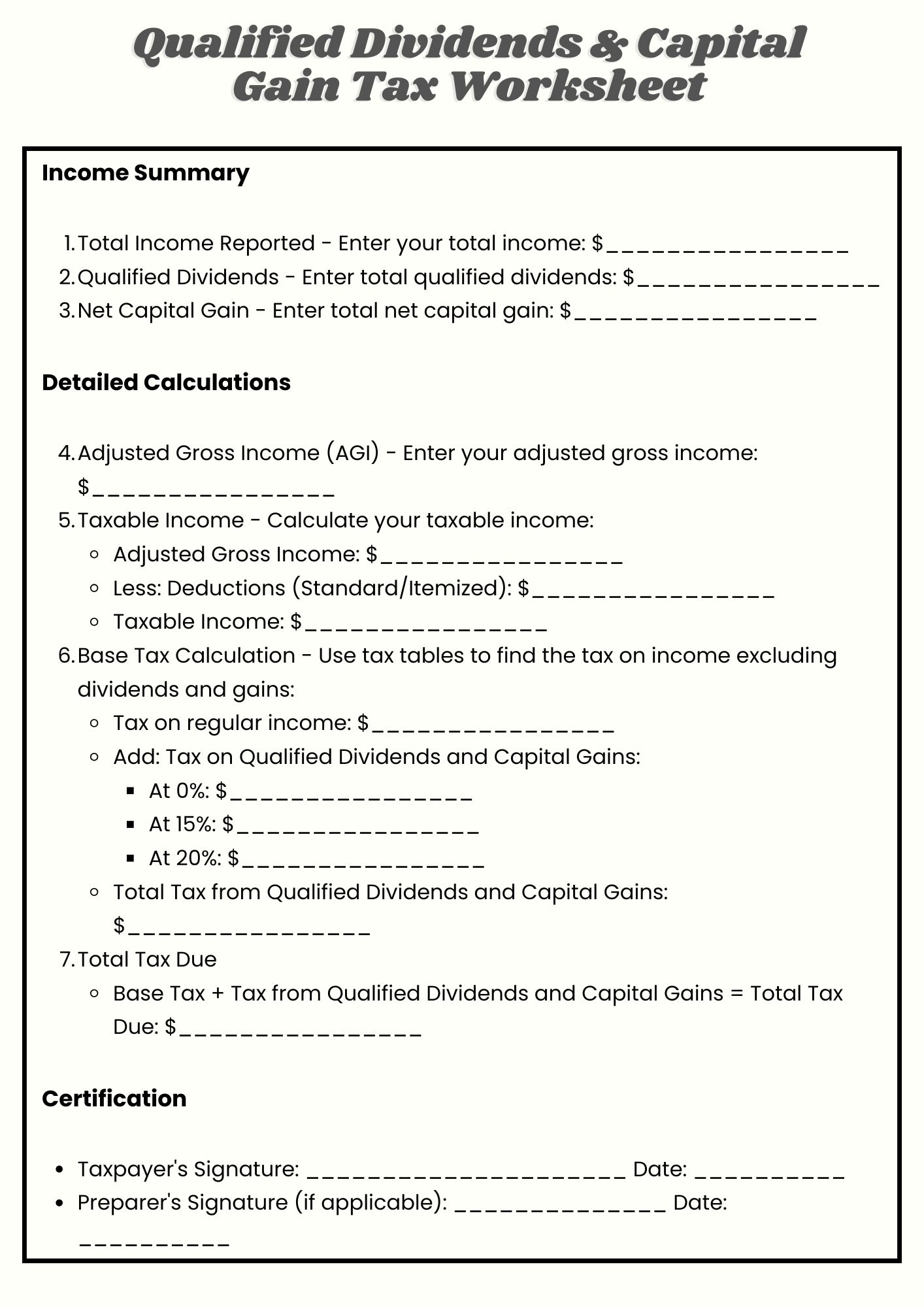 qualified dividends capital gains worksheet