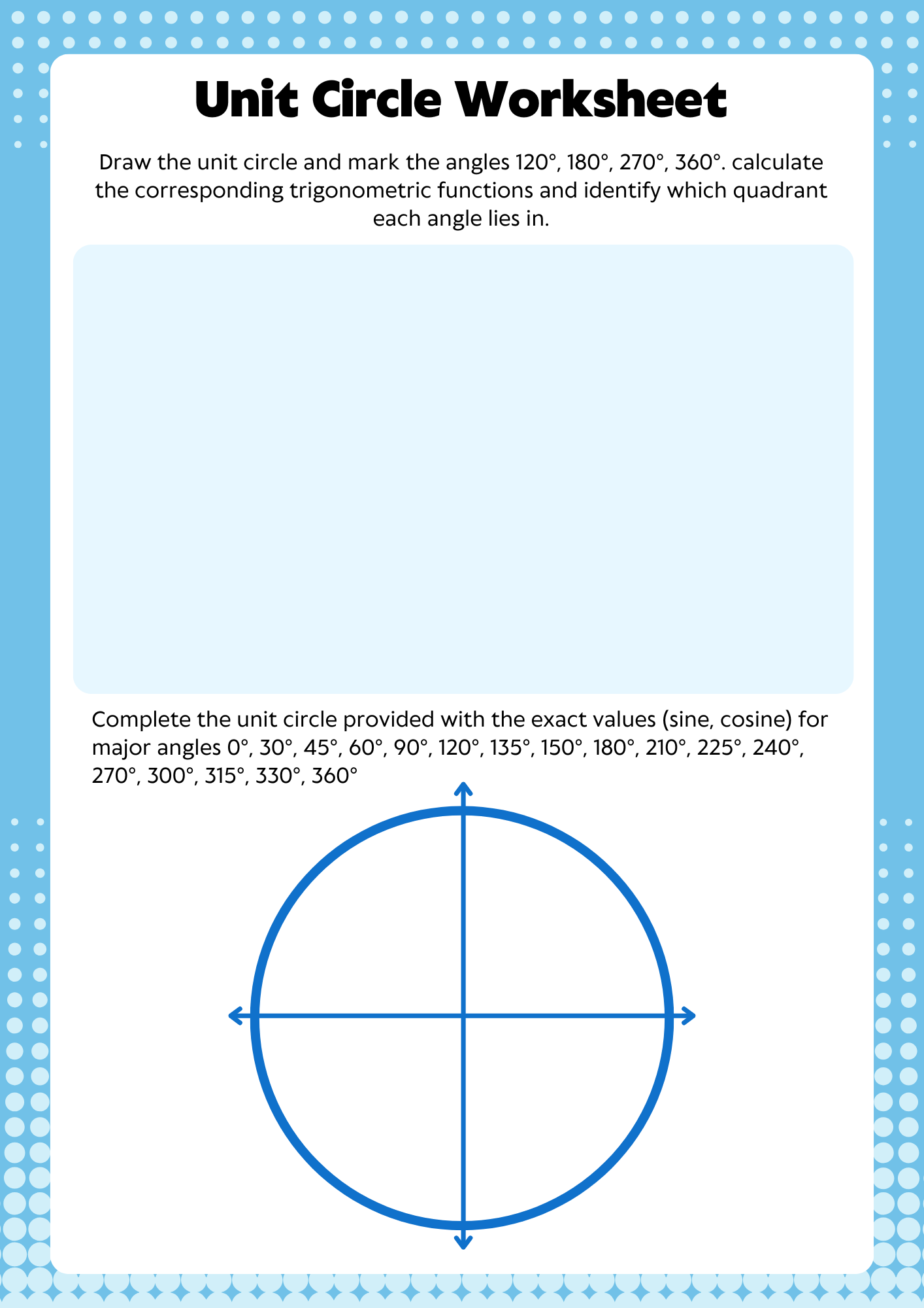 40 Free Printable Unit Circle Worksheet To Download In PDF
