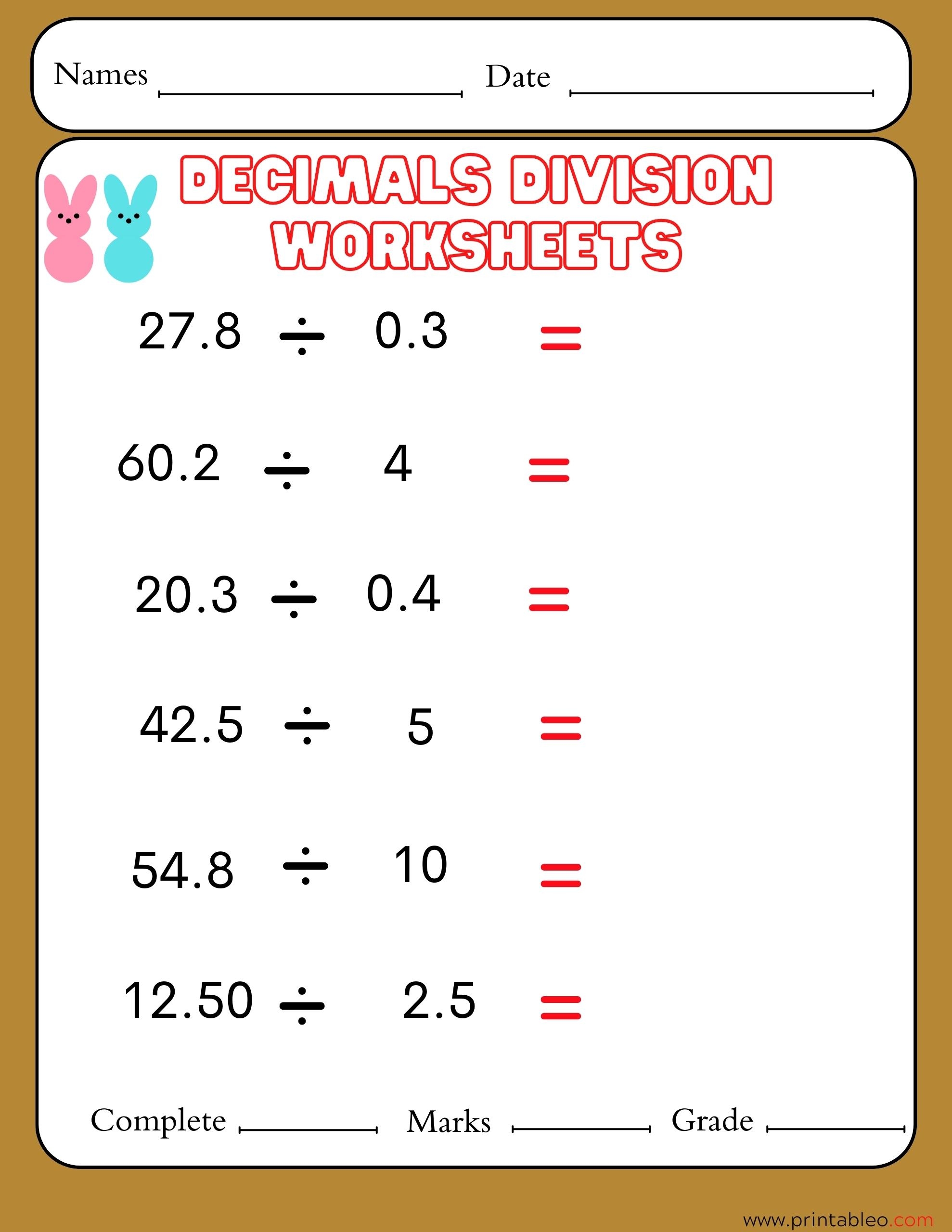 41 Decimal Division Number Worksheet With Lesson Plan 41 Decimal Division Number Worksheet With Lesson Plan