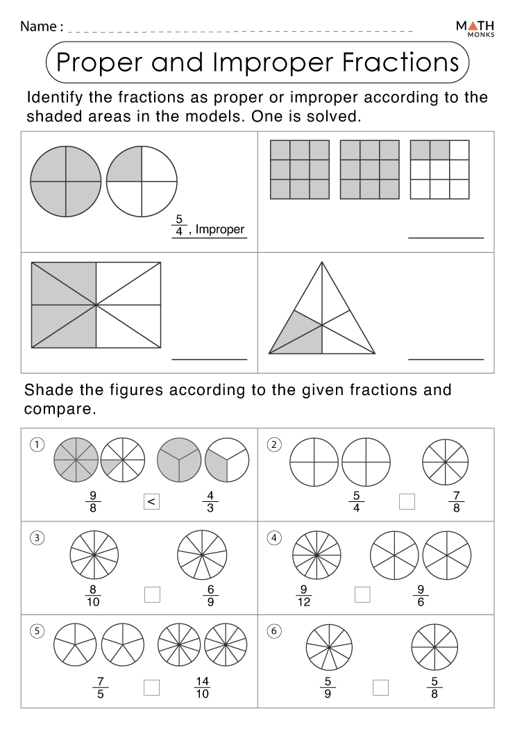 4th Grade Fractions Worksheets Math Monks