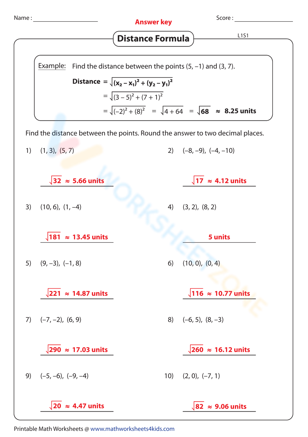 50 Distance Formula Worksheets On Quizizz Free Printable