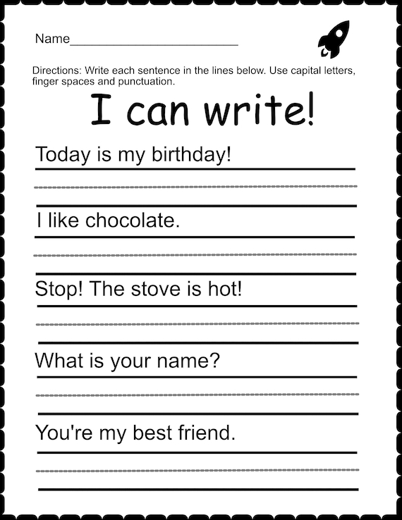 50 Printable 1st Through 3rd Grade sentence Writing spelling 