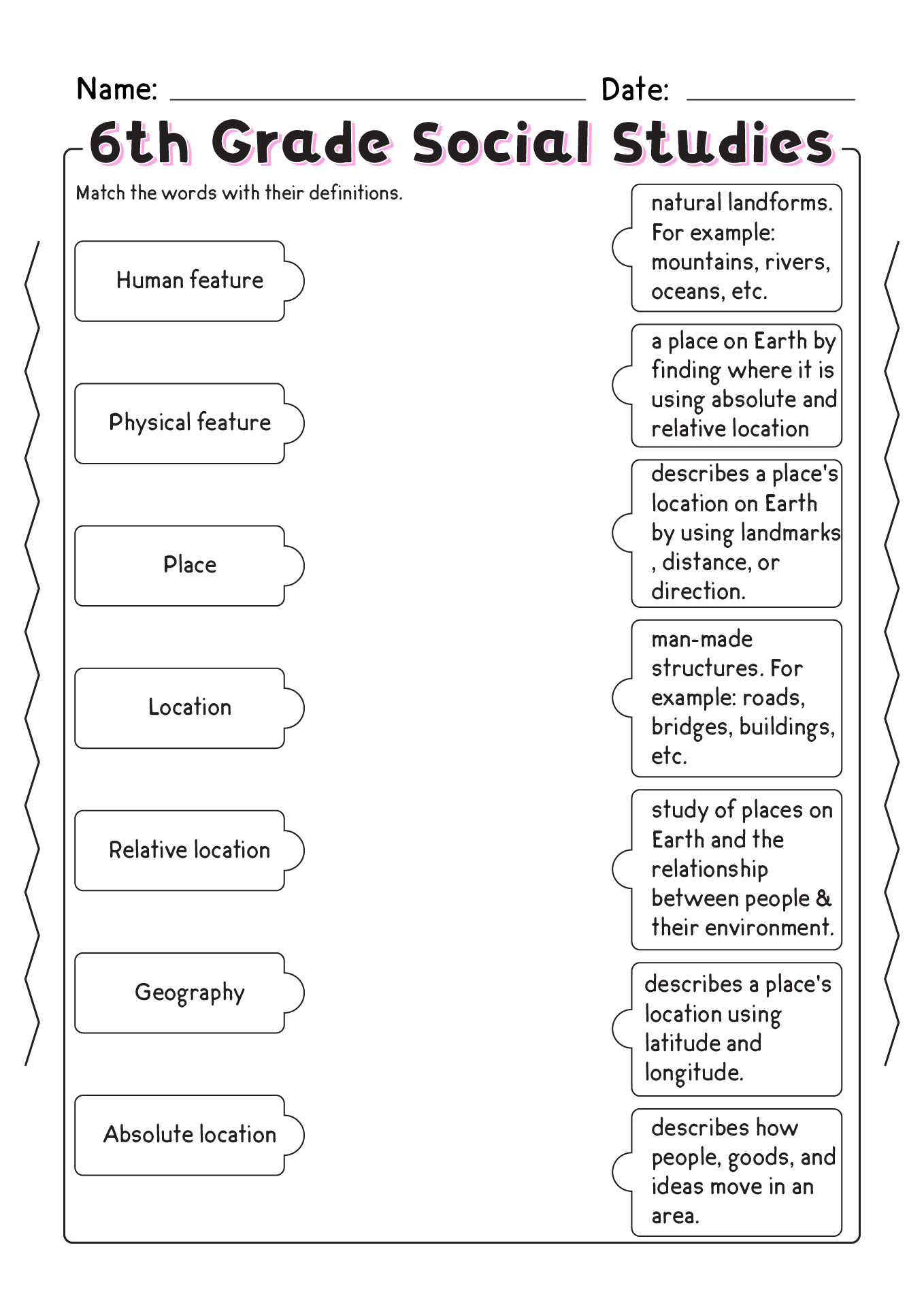 social studies worksheets