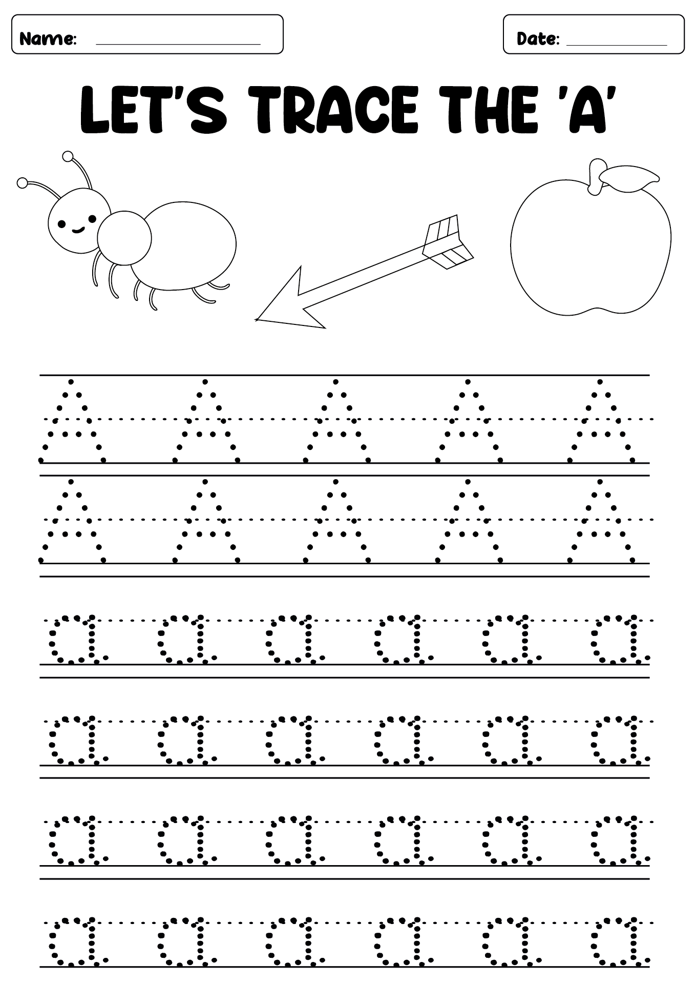 letter a worksheets preschool