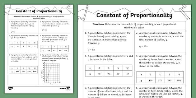 7th Grade Constant Of Proportionality Worksheet Twinkl USA