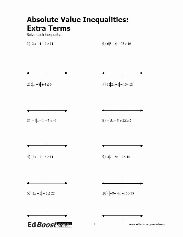 absolute value inequalities worksheet