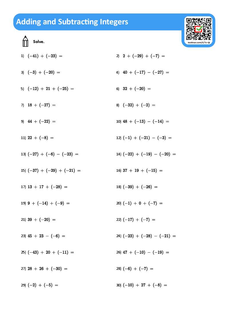 Adding And Subtracting Integers Worksheets Worksheets Library Adding And Subtracting Integers Worksheets Worksheets Library