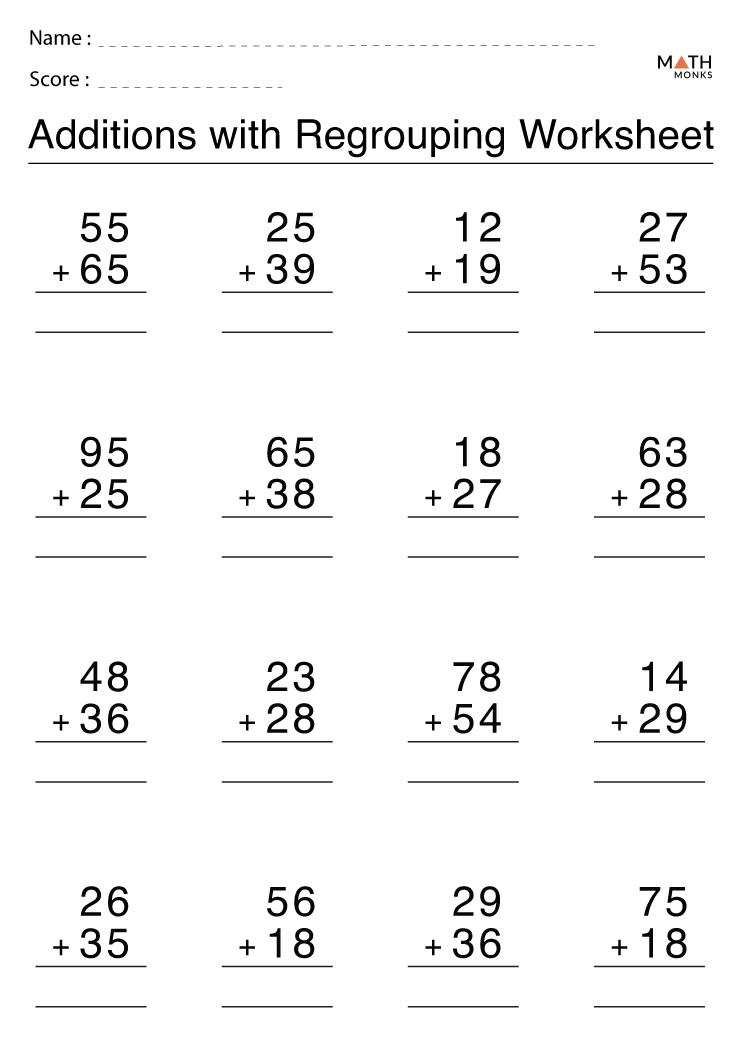 adding and regrouping worksheets
